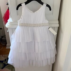 Elegant White Tiered Kids Dress